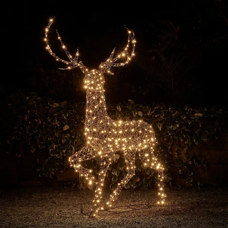 2m Studley Rattan Stag Dual Colour LED Light Up Reindeer