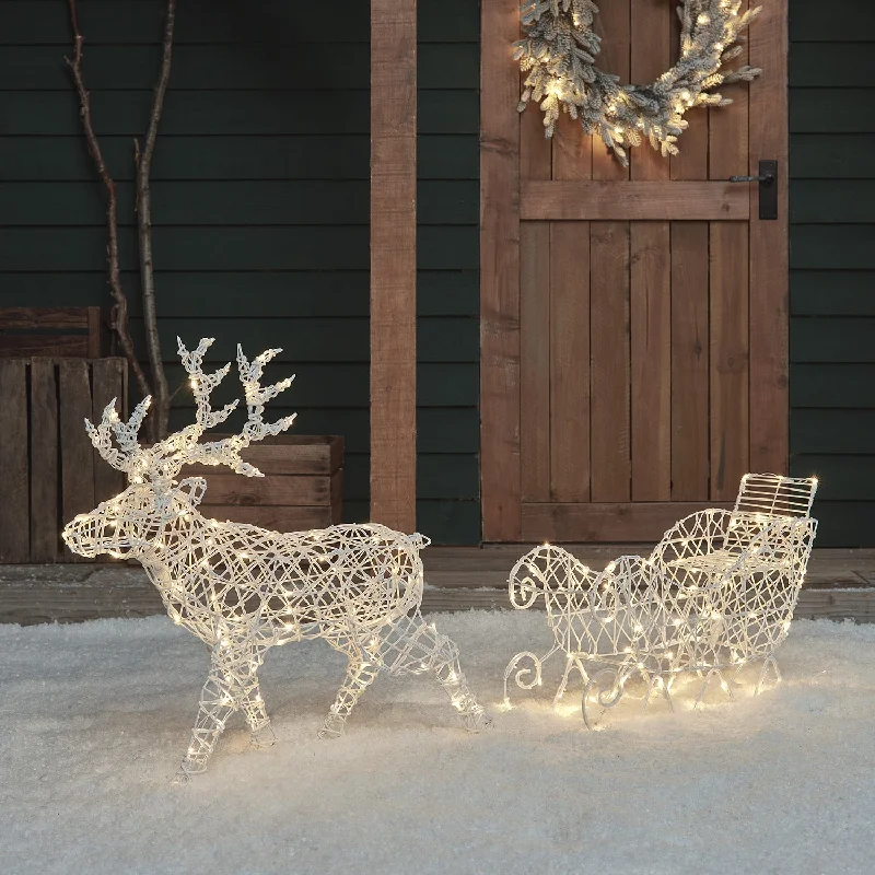 70cm Arkendale Dual LED Battery Operated Outdoor Reindeer & Sleigh