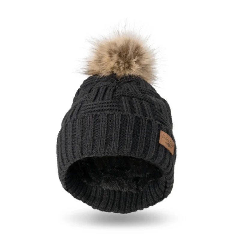 Britt's Knits Black Originals Pom Hat