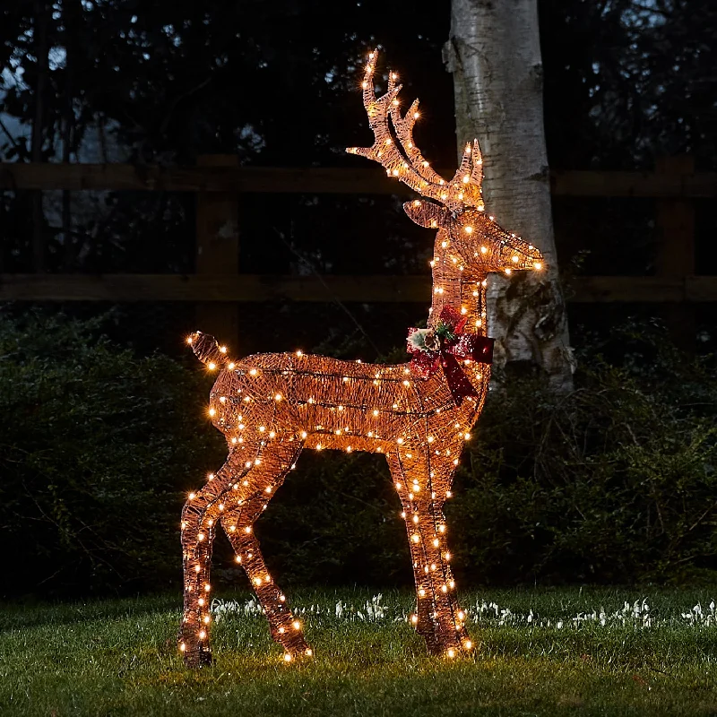 1.2m Harewood Stag Brown Glitter LED Light Up Reindeer