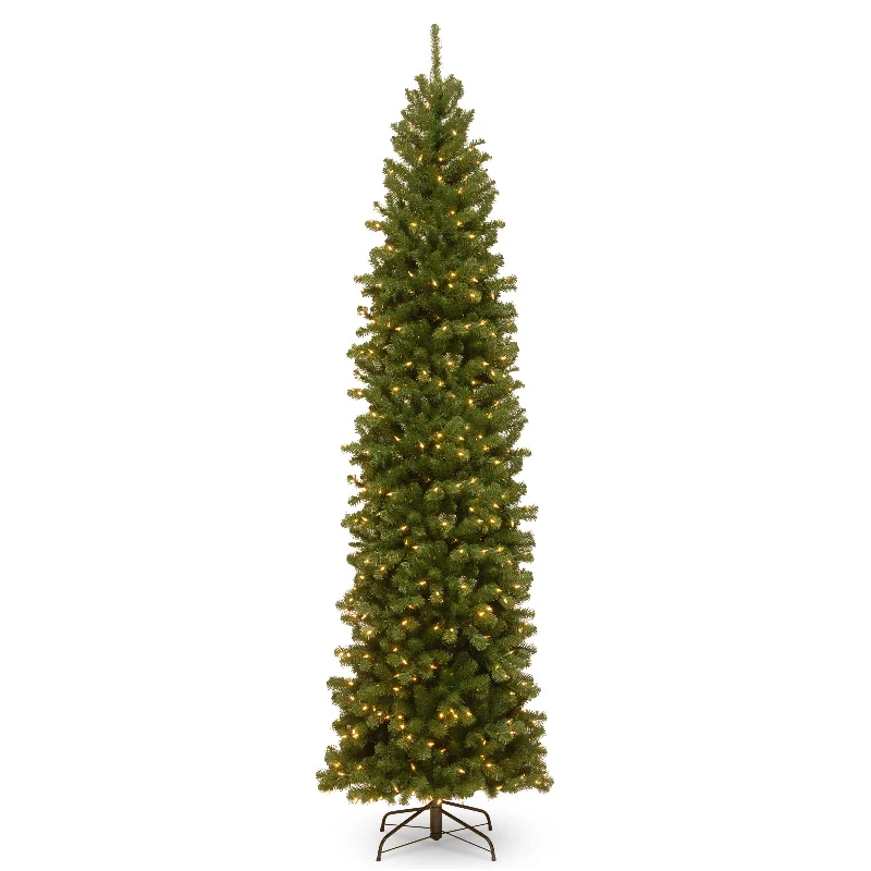 10 ft.Pre-Lit North Valley Spruce Pencil Slim Tree with Clear Lights