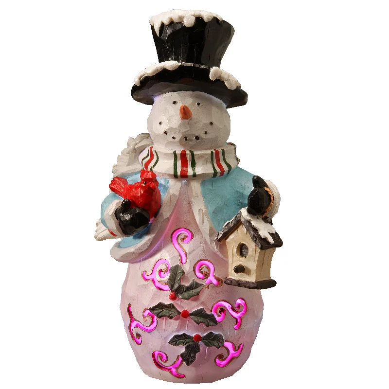 11 in. Lighted Holiday Snowman Decor