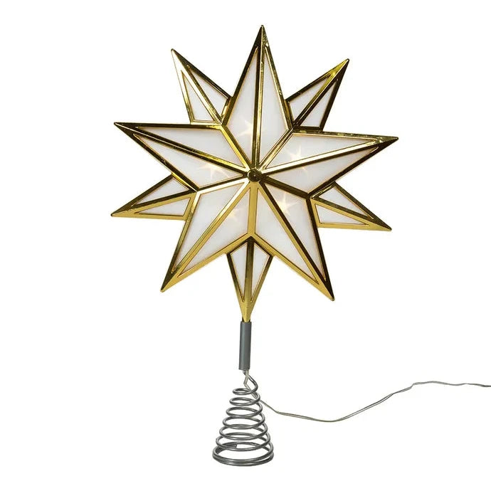 15" 10-Light Warm White LED Gold Star Treetop