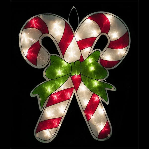 18" Glazed Double Candy Cane Window Plaque