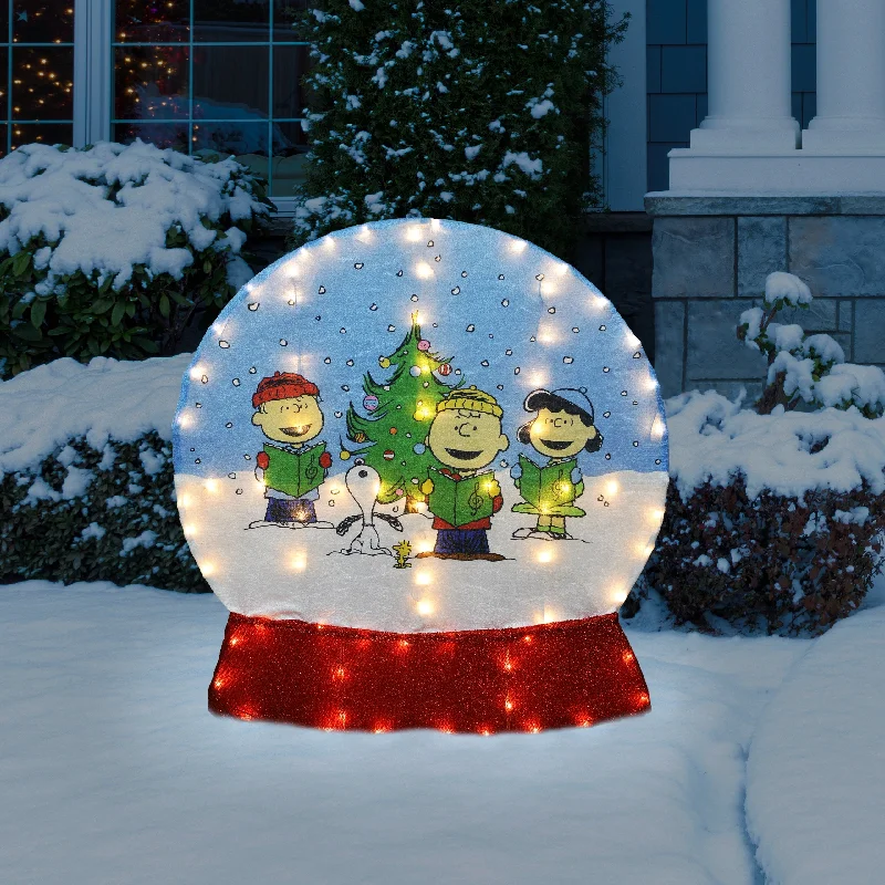 2D Peanuts® Caroling Scene LED Snow Globe Yard Decoration