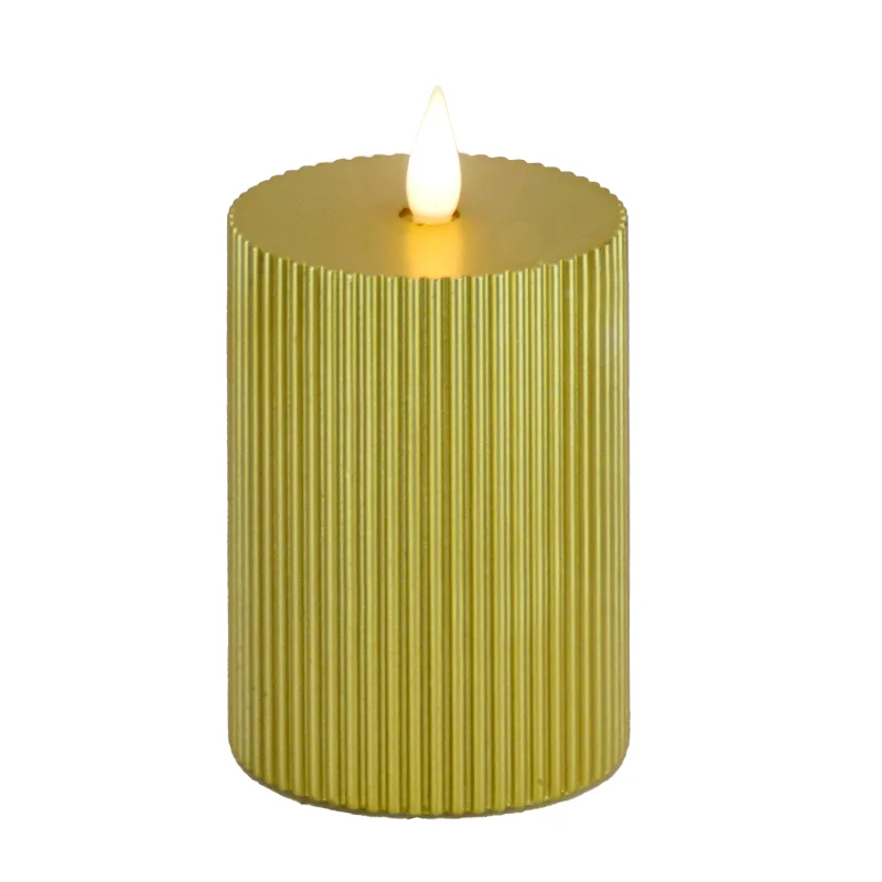 4 in. by 10 in. HGTV Home Collection Flameless Georgetown Pillar Candle, Gold