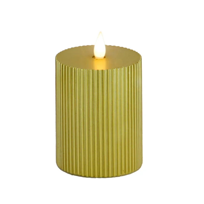 4 in. by 6 in. HGTV Home Collection Flameless Georgetown Pillar Candle, Gold