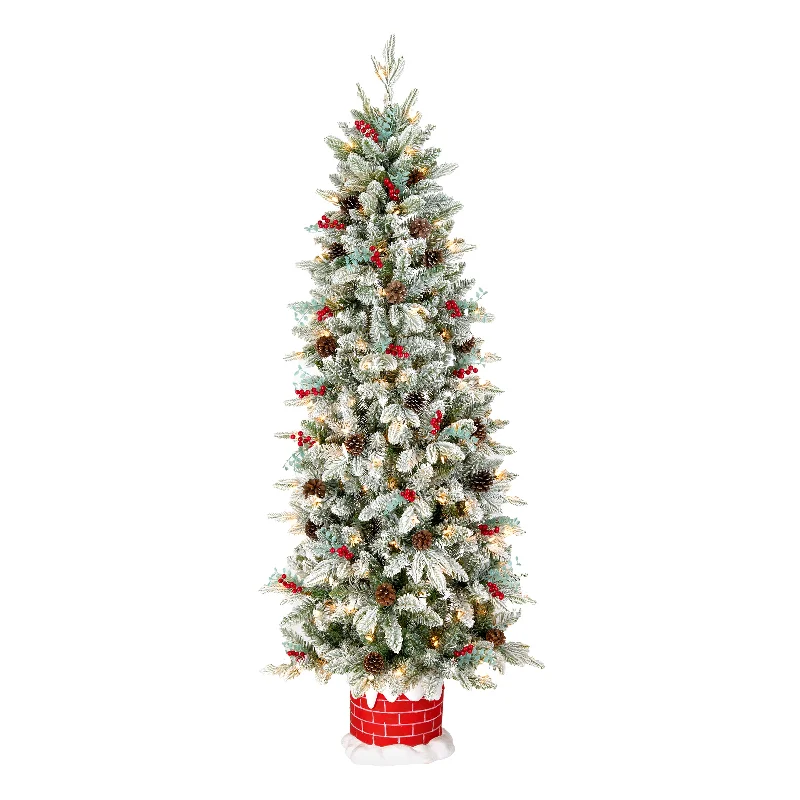 5 ft. Pre-Lit Snowberry Pine Half Tree with Clear Lights