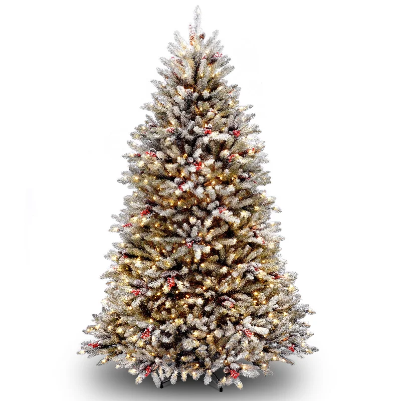 6.5 ft. Pre-Lit Dunhill Fir Snowy Tree with Clear Lights