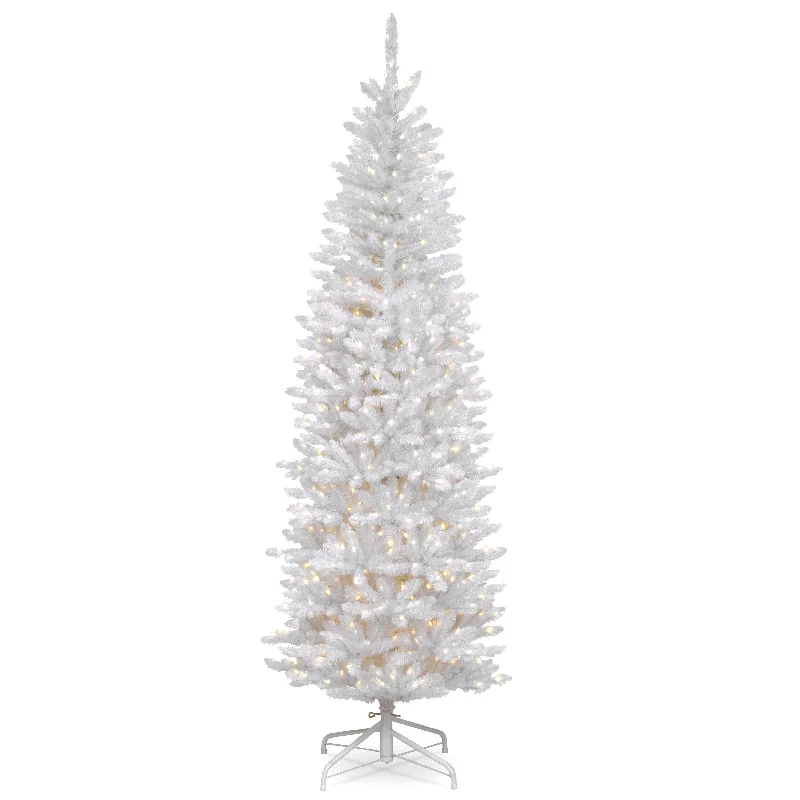 6.5 ft. Pre-Lit Kingswood Fir White Pencil Tree with Clear Lights