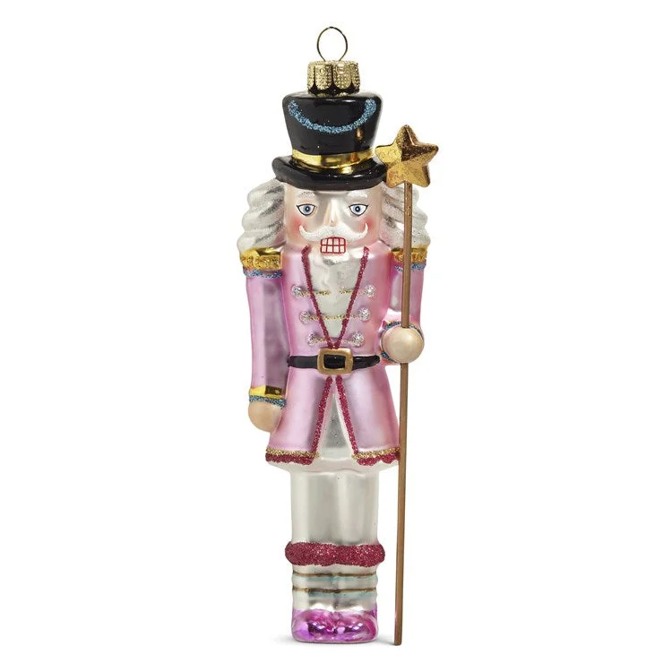 Blushing Nutcracker Glass Ornament