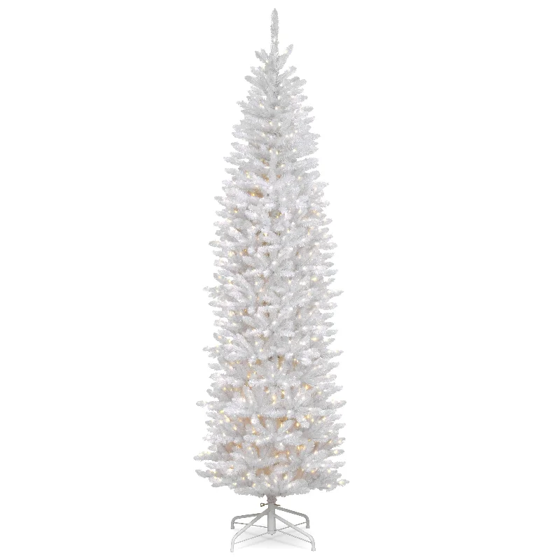 7.5 ft. Pre-Lit Kingswood Fir White Pencil Tree with Clear Lights