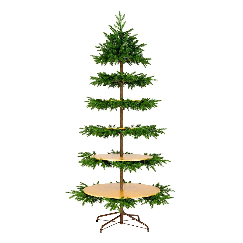 7.5 ft. Platform Slim Tree with Shelves