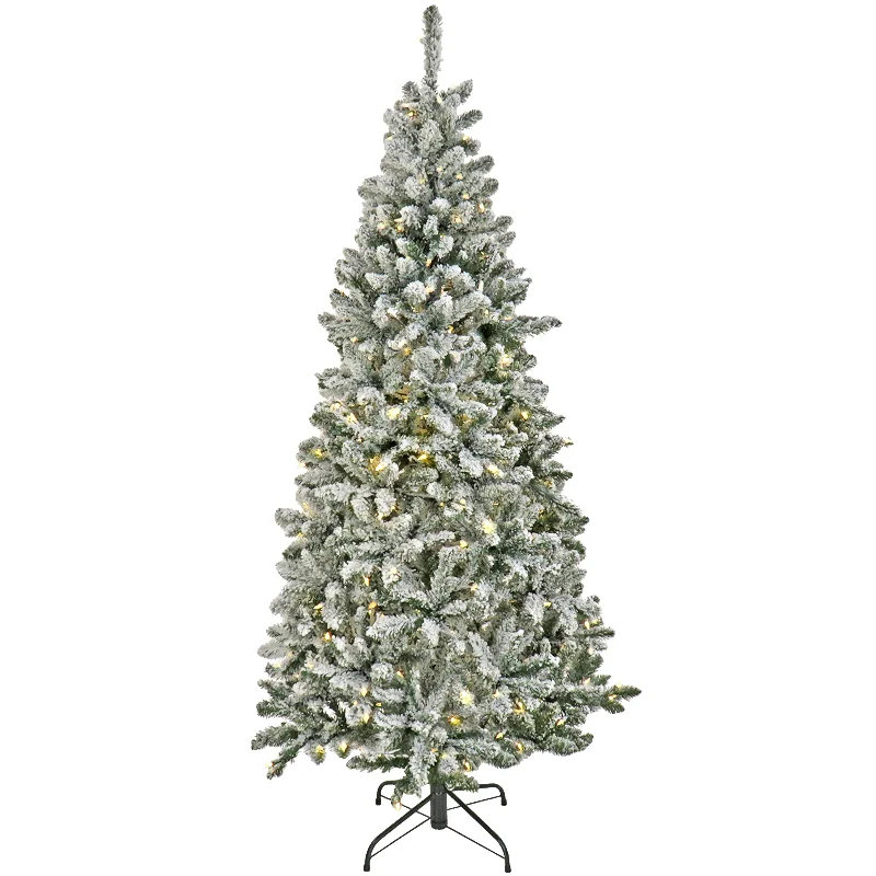 9 ft. Pre-Lit Snowy Chatham Slim Tree with PowerConnect Dual Colored LED Lights