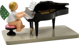 Angel with Opened Baby Grand Piano Wooden Figurine by Wendt and Kuhn