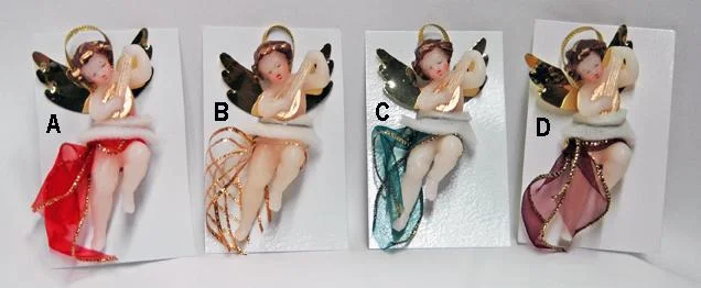 Assorted Wax Angel with Ribbon Ornaments by Margarete and Leonore Leidel