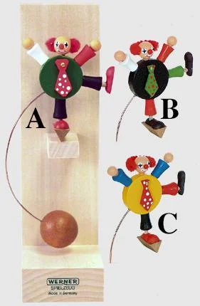 AssortednRocking Clown Toy by Werner Wolfgang Volkskunstwerkstatt in Seiffen