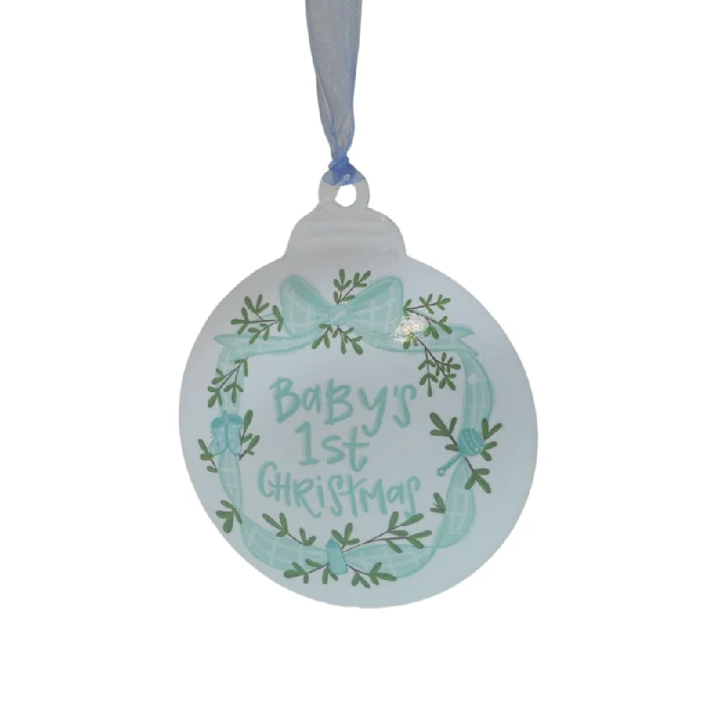 BABY'S FIRST CHRISTMAS BLUE METAL ORNAMENT