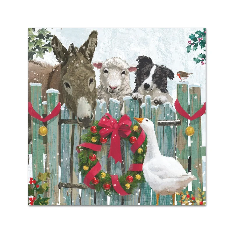 Barnyard Holiday Get-Together Paper Beverage Napkins