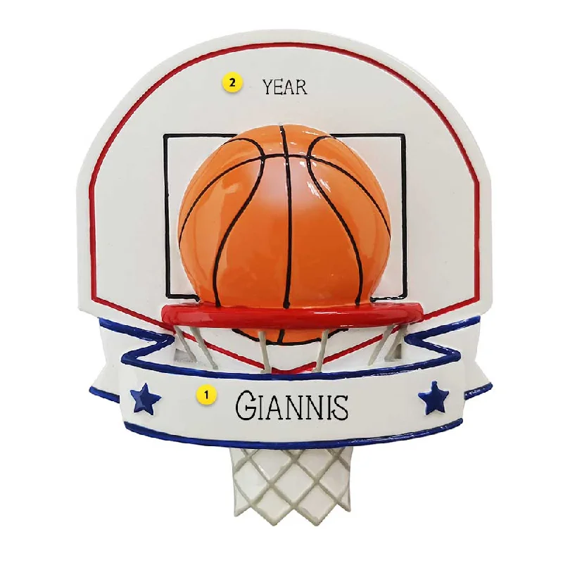 Personalized Basketball and Backboard Ornament