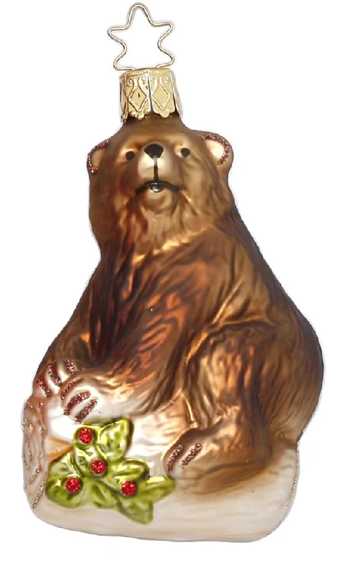 Bear on Log Ornament by Inge Glas of Germany