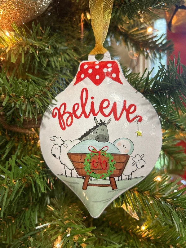 BELIEVE TEARDROP ORNAMENT