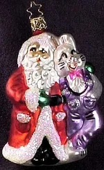 Believing in Each Other Santa Claus and Easter Bunny Ornament by Inge Glas of Germany