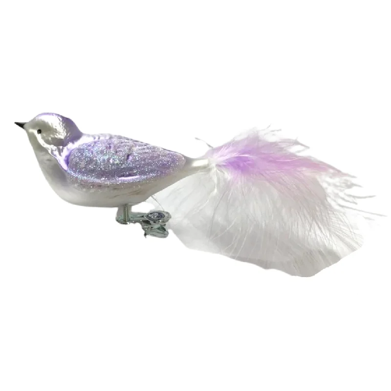 Bird with feather tail, purple by Glas Bartholmes