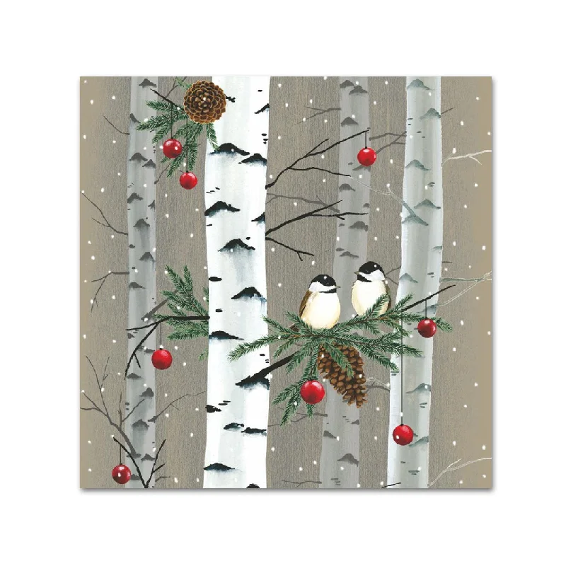 Birch & Birds Obsidian Holiday Paper Beverage Napkins