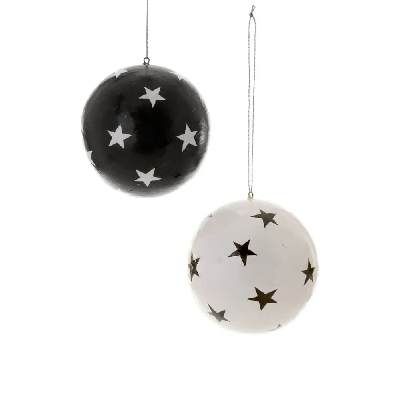 Black & White Star Bauble 3"