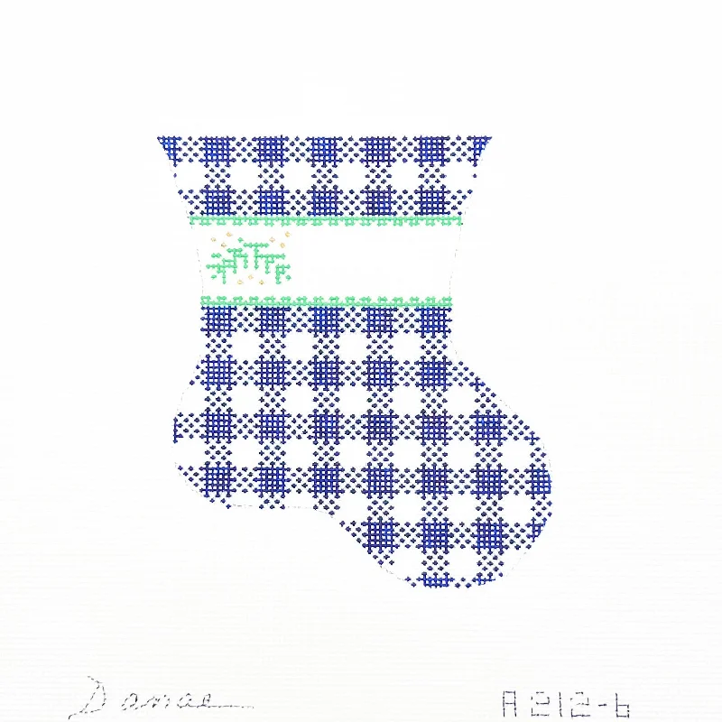 Blue Gingham Mini Stocking