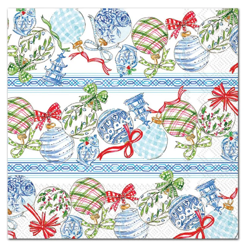 Blue Ornaments Paper Luncheon Napkins