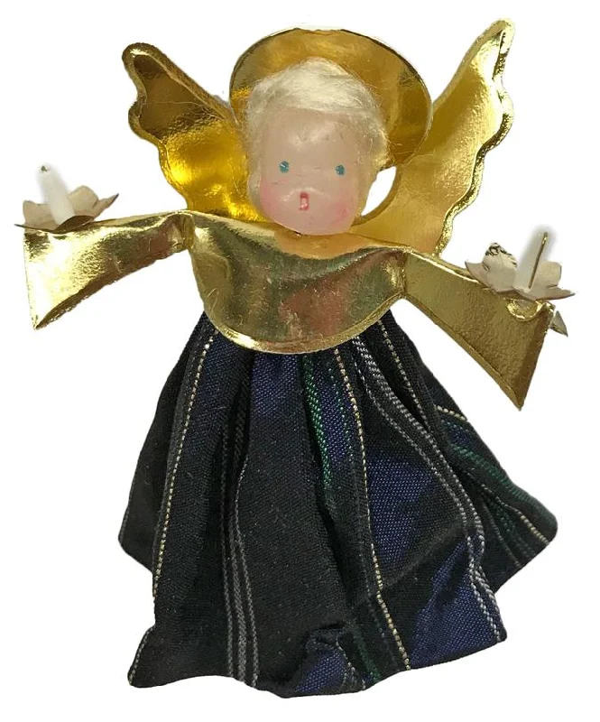 Blue Wax Clip-On Angel Ornament by Margarete and Leonore Leidel in Iffeldorf