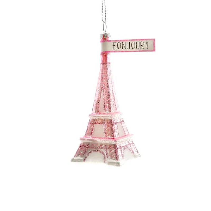 Bonjour! Pink Eiffel Tower Ornament 4.5"