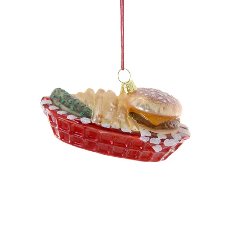 Burger Basket Ornament 4.25"