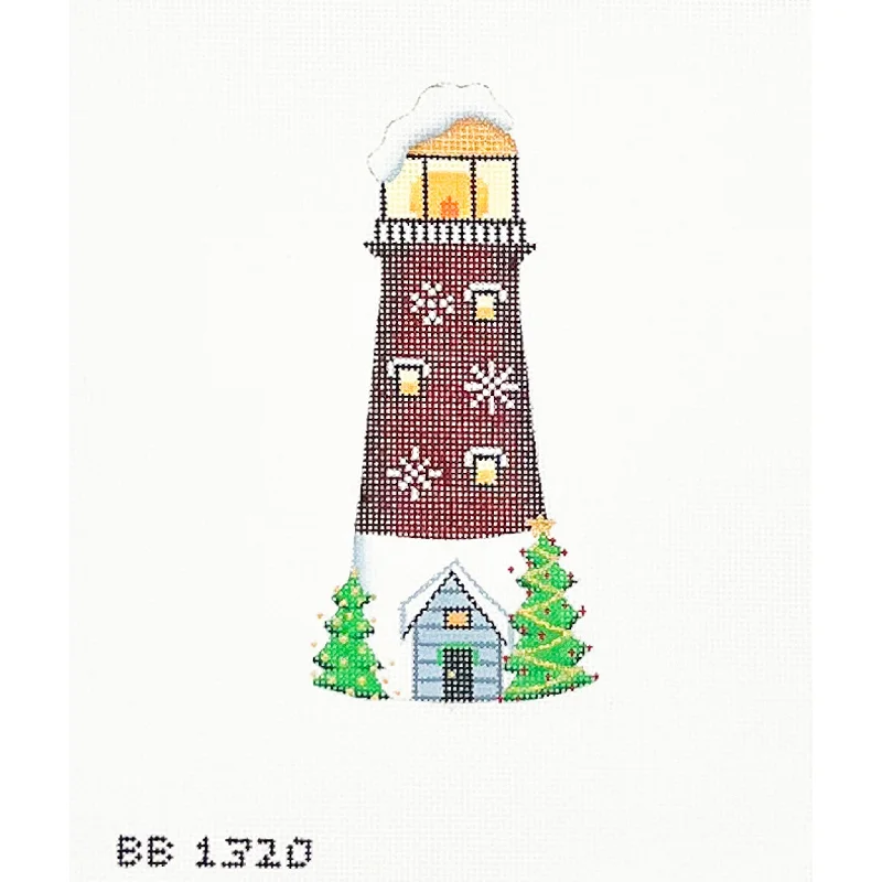 Burgundy and White Lighthouse