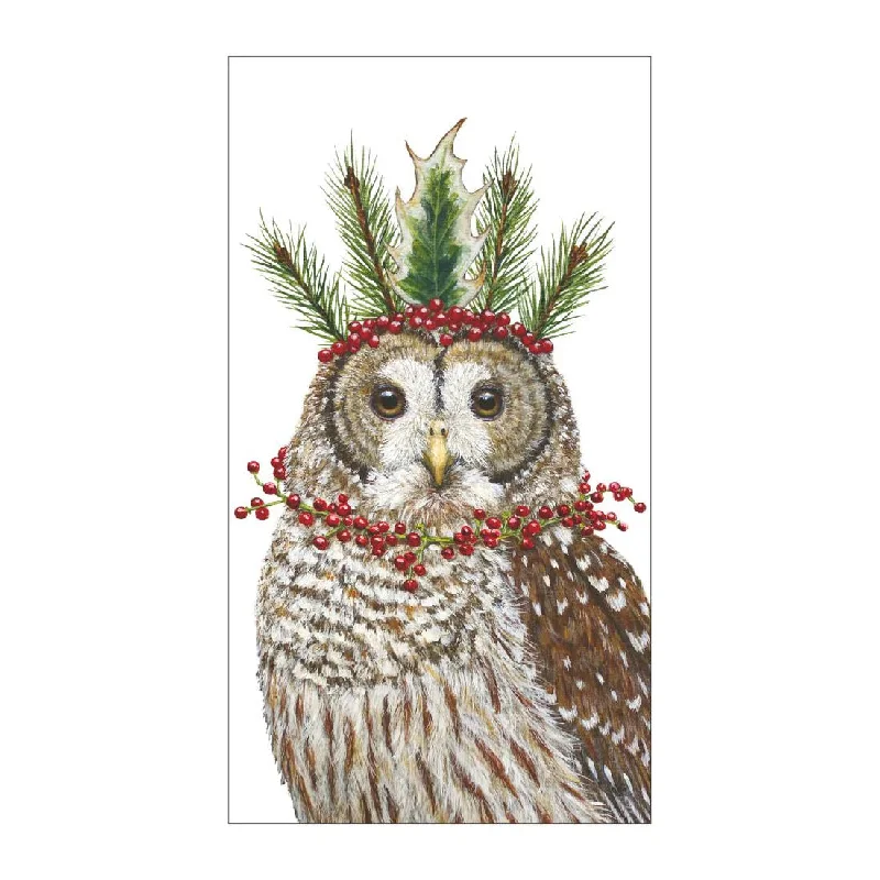 Candace The Christmas Owl Paper Paper Guest Towels by Vicki Sawyer