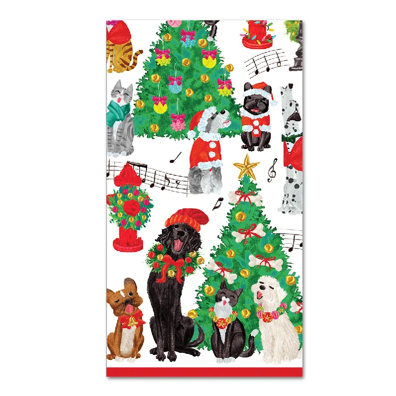 Caroling Pets Paper Guest Towels - Buffet Napkins