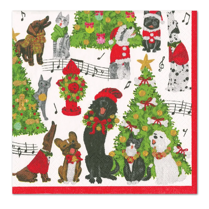 Caroling Pets Paper Luncheon Napkins