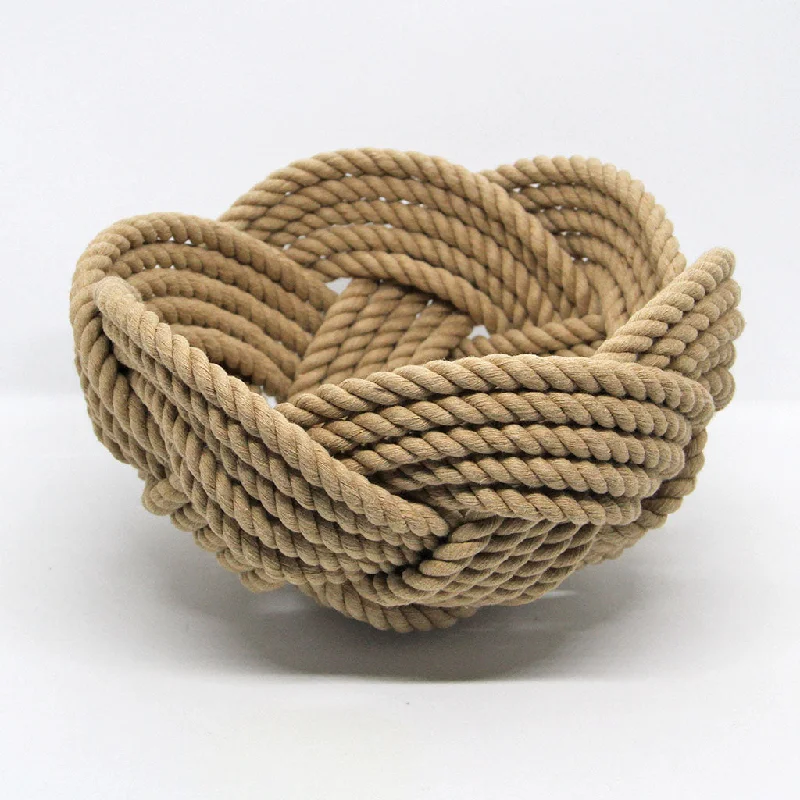 Celtic Knot Tan Woven Cotton Bowl