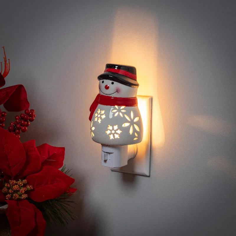 Ceramic Snowman with Snowflake Cut-out Nightlight