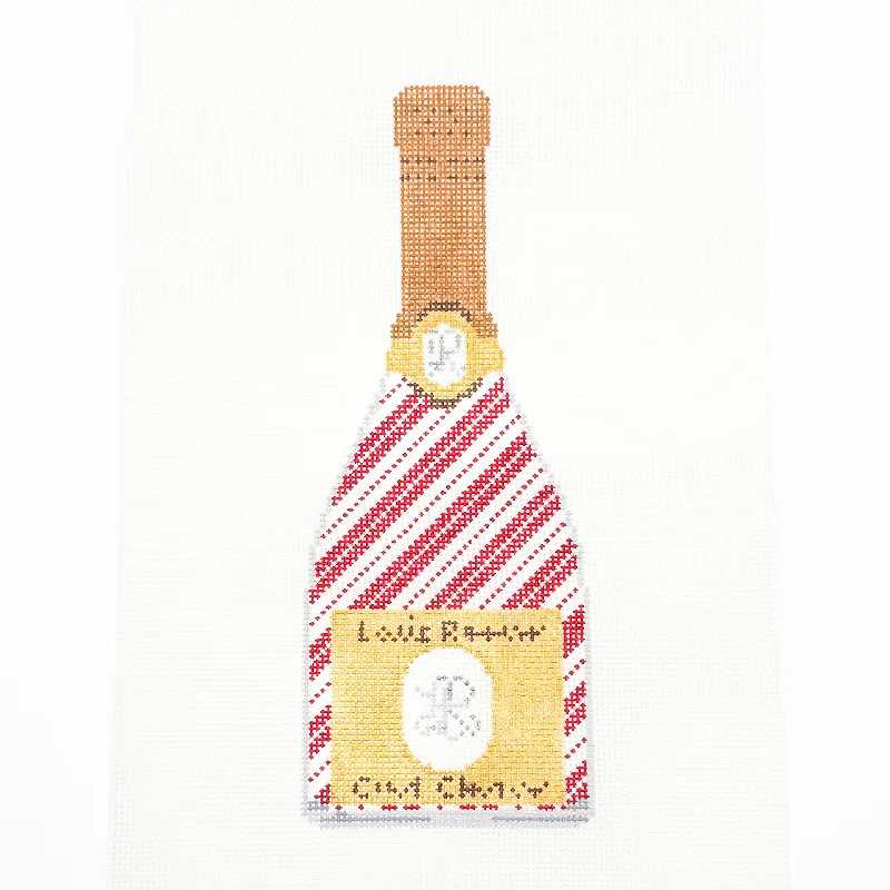 Champagne Bottle with Candy Cane Stripes (18 mesh)