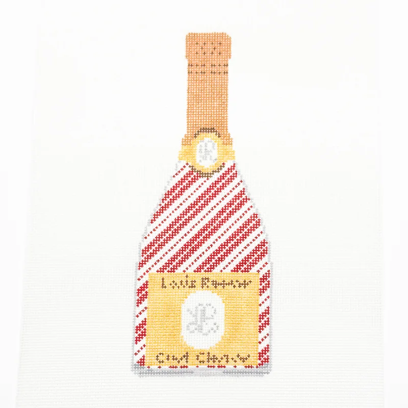 Champagne Bottle with Candy Cane Stripes