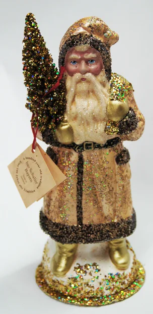 Champagne Coated Santa Paper Mache Candy Container by Ino Schaller