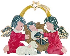 Child Nativity, Painted on Both Sides Pewter Ornament by Kuehn Pewter