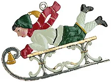 Child on Sled Pewter Ornament by Kuehn Pewter