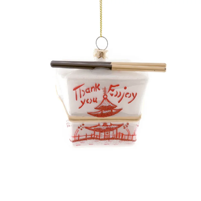 Chinese Food Take Out Box Ornament 3.75"