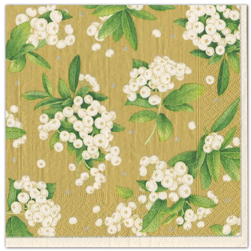 Christmas Berry Gold Paper Dinner Napkins