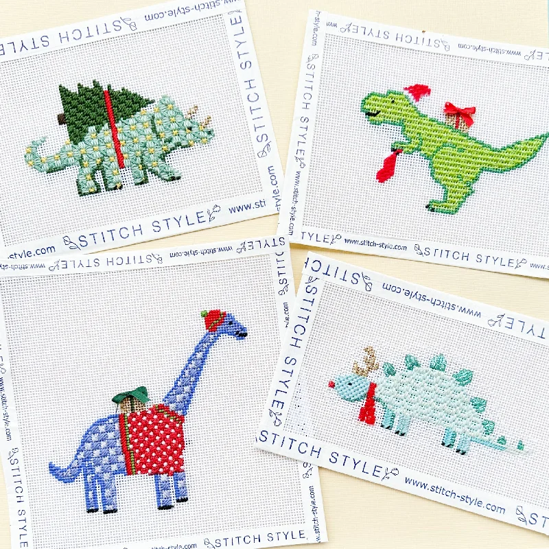 Christmas Dinosaur Needlepoint Canvases