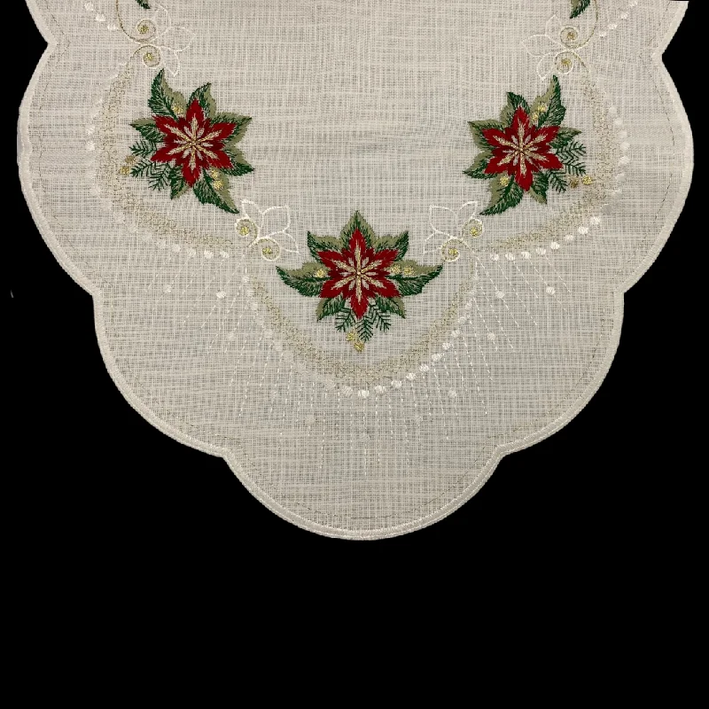 Christmas Flower Oval Lace Table Runner by StiVoTex Vogel 40x90 cm